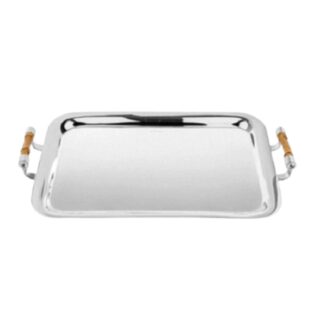 Bandeja De Servir De Plata Y Bambú