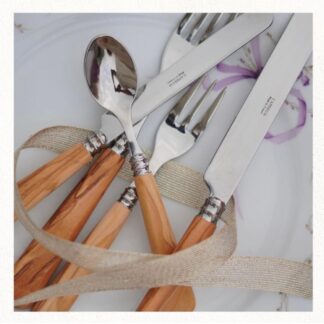 Madera De Olivo- Juego De Cubertería 6 Piezas